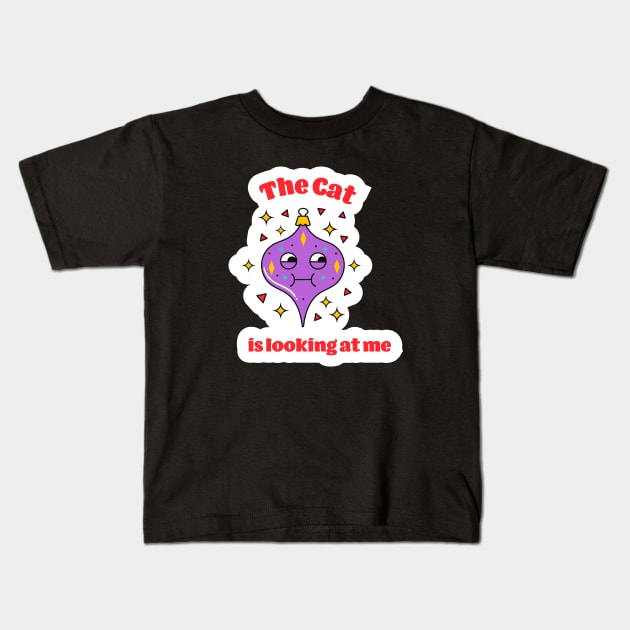 Scared of the Cat Ornament Kids T-Shirt by Blerdy Laundry